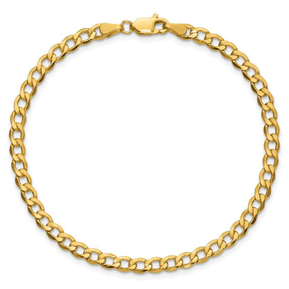 7 Inch 10k Yellow Gold 4.3mm Semi-Solid Curb Link Chain Bracelet
