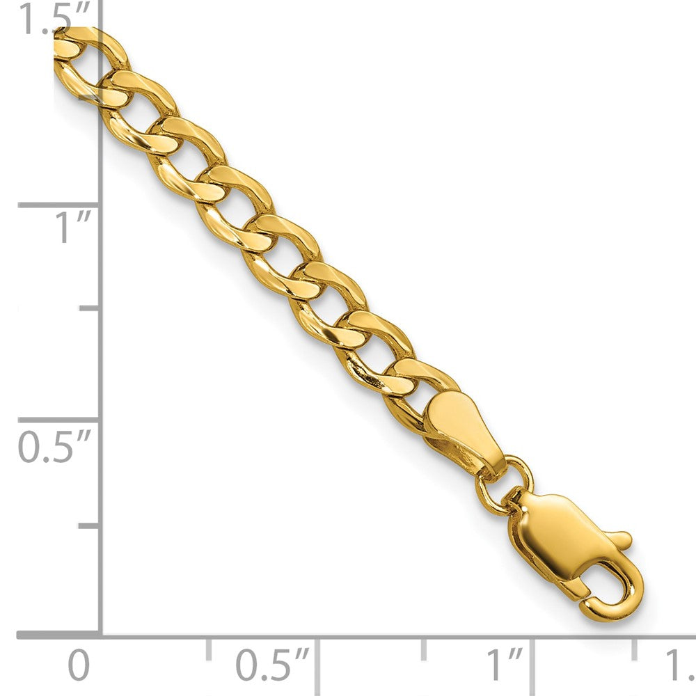 8 Inch 10k Yellow Gold 4.3mm Semi-Solid Curb Link Chain Bracelet