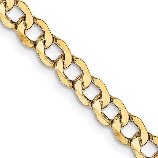 10k Yellow Gold 4.3mm Semi-Solid Curb Link Chain