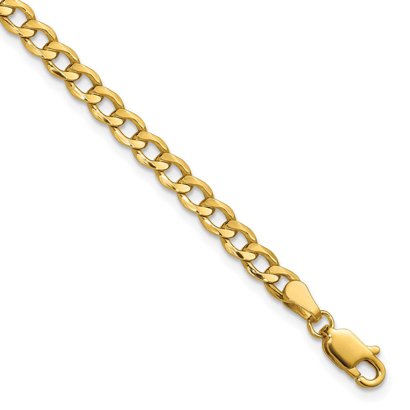18 Inch 10k Yellow Gold 4.3mm Semi-Solid Curb Link Chain Necklace