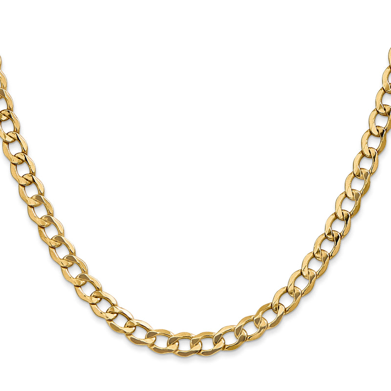 10k Yellow Gold 5.25mm Semi-Solid Curb Link Chain Necklace