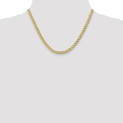 10k Yellow Gold 5.25mm Semi-Solid Curb Link Chain Necklace