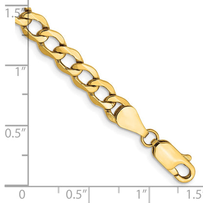 10k Yellow Gold 5.25mm Semi-Solid Curb Link Chain Bracelet