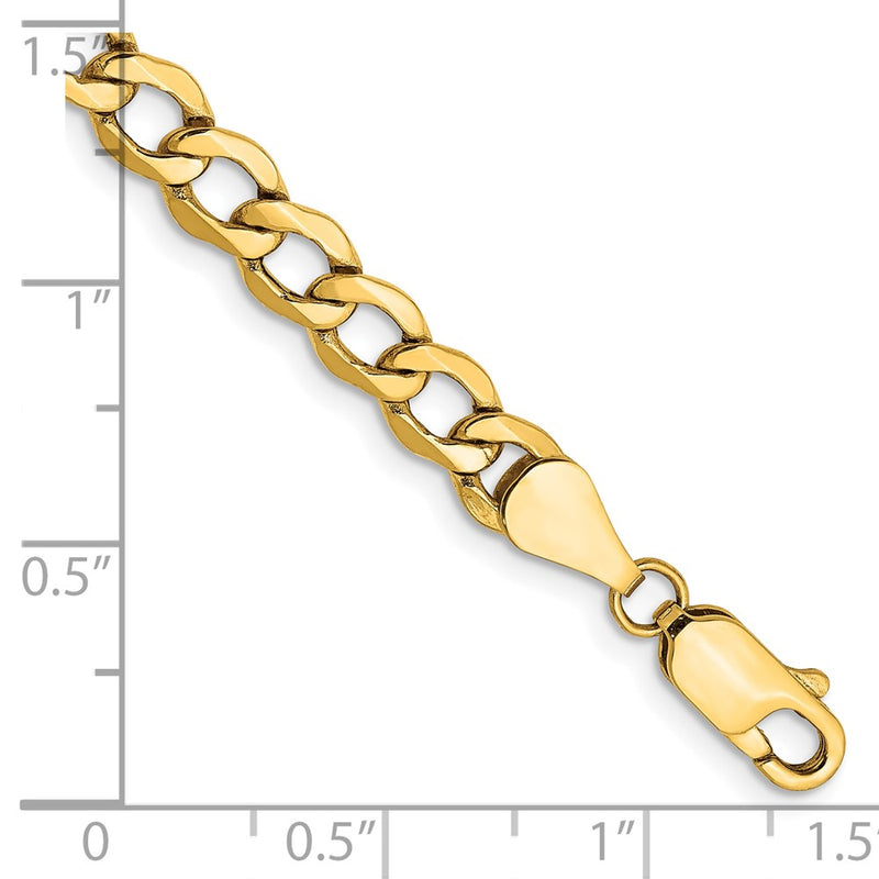10k Yellow Gold 5.25mm Semi-Solid Curb Link Chain Bracelet