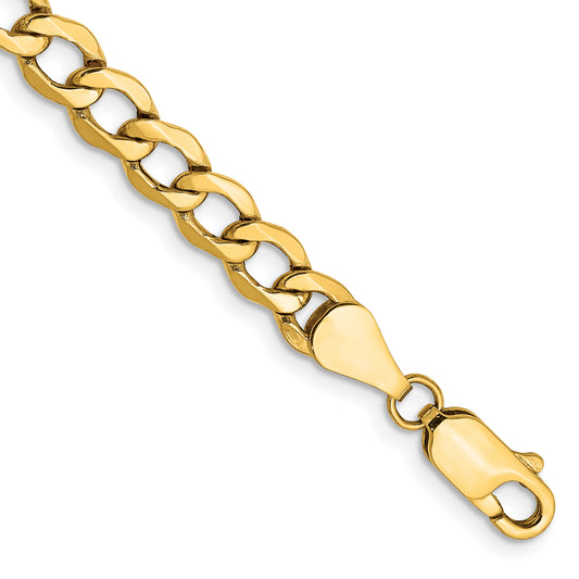 10K Yellow Gold 5.25mm Semi-Solid Curb Link Chain