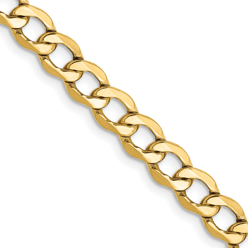 10k Yellow Gold 5.25mm Semi-Solid Curb Link Chain Necklace