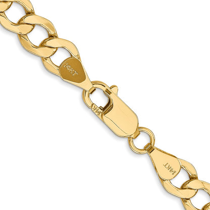 10k Yellow Gold 6.5mm Semi-Solid Curb Link Chain Necklace