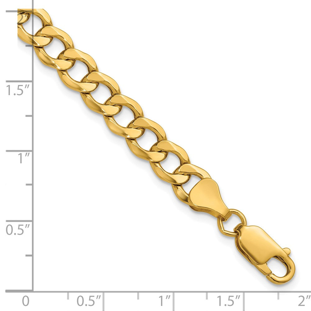 10k Yellow Gold 6.5mm Semi-Solid Curb Link Chain Necklace