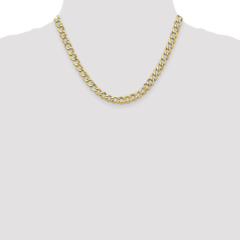 10k Yellow Gold 6.5mm Semi-Solid Curb Link Chain Necklace