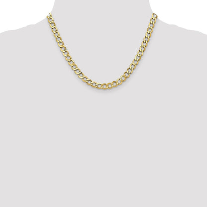 10k Yellow Gold 6.5mm Semi-Solid Curb Link Chain Necklace