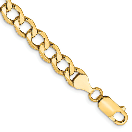 10K Yellow Gold 6.5mm Semi-Solid Curb Link Chain