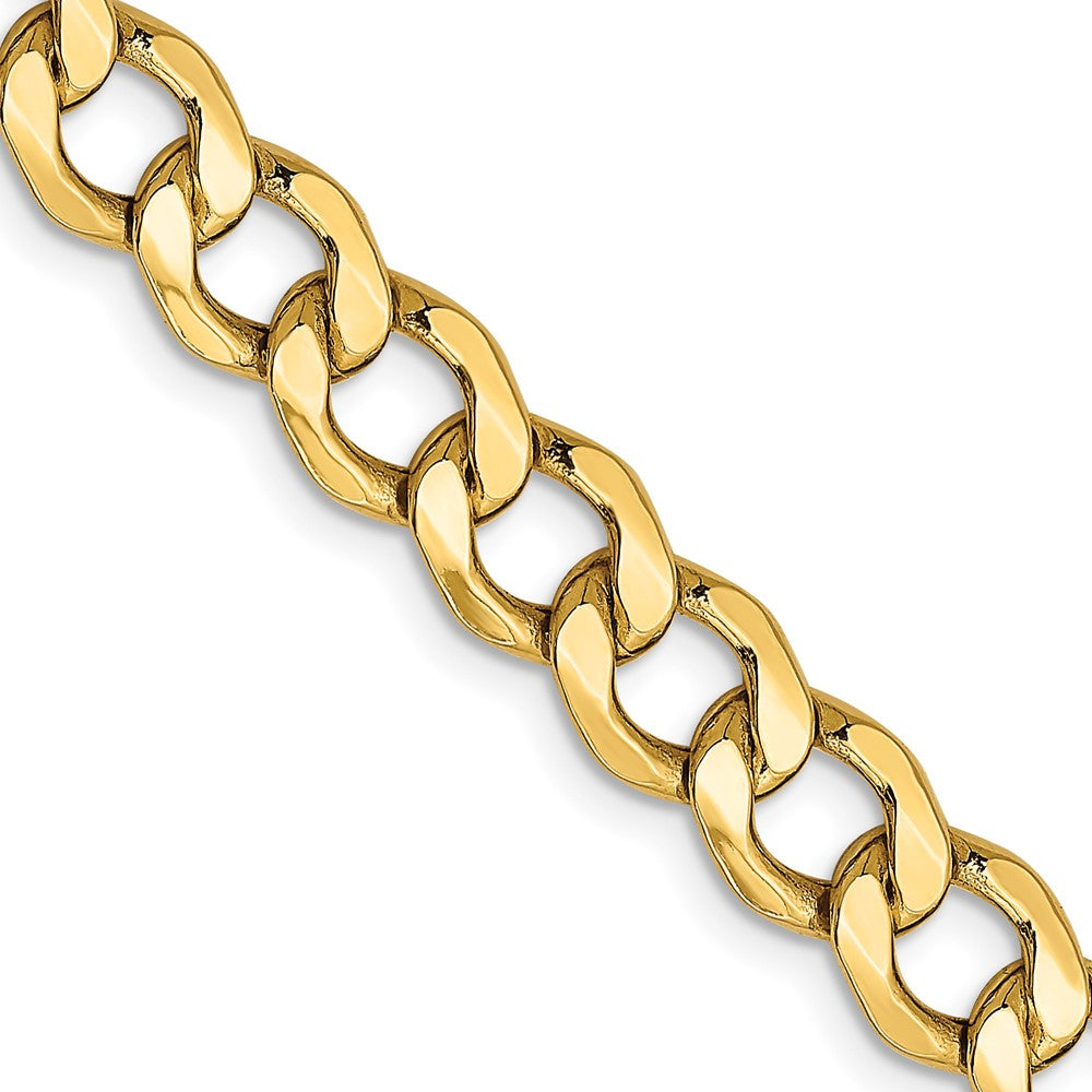 10k Yellow Gold 7mm Semi-Solid Curb Link Chain Necklace