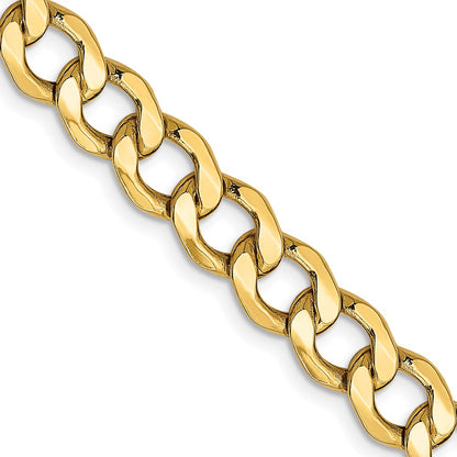 10k Yellow Gold 7mm Semi-Solid Curb Link Chain Necklace