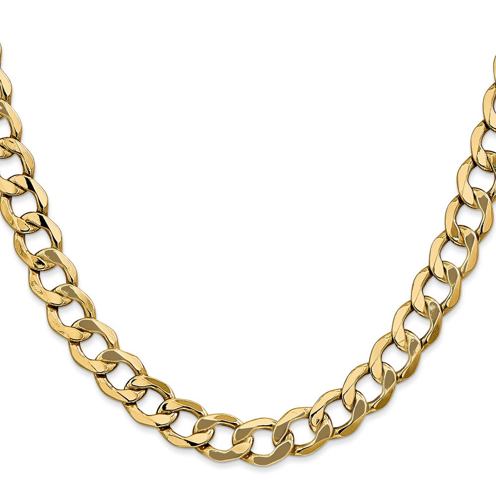24 Inch 10K Yellow Gold 10K 9mm Semi-Solid Curb Chain Necklace