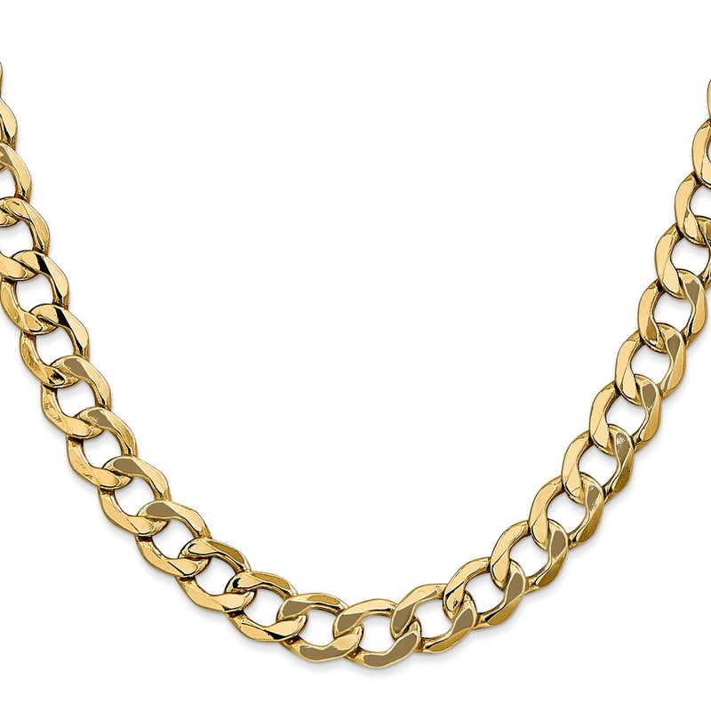 26 Inch 10K Yellow Gold 10K 9mm Semi-Solid Curb Chain Necklace
