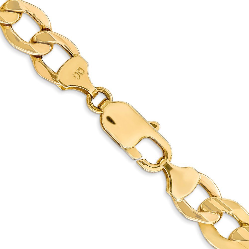 24 Inch 10K Yellow Gold 10K 9mm Semi-Solid Curb Chain Necklace