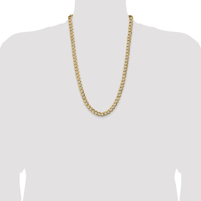 26 Inch 10K Yellow Gold 10K 9mm Semi-Solid Curb Chain Necklace