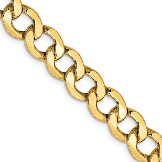 10K Yellow Gold 10K 9mm Semi-Solid Curb Chain