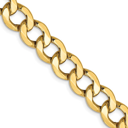 26 Inch 10K Yellow Gold 10K 9mm Semi-Solid Curb Chain Necklace