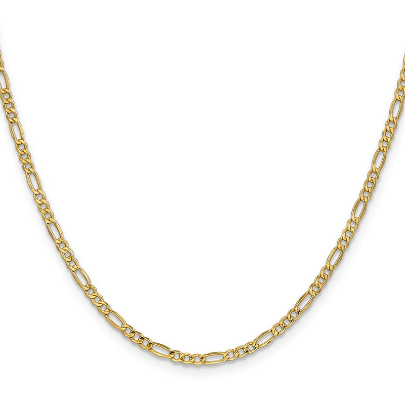 16 Inch 10k Yellow Gold 2.5mm Semi-Solid Figaro Chain Necklace