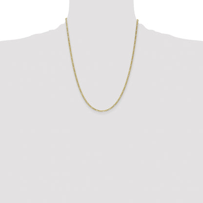 10k Yellow Gold 2.5mm Semi-Solid Figaro Chain