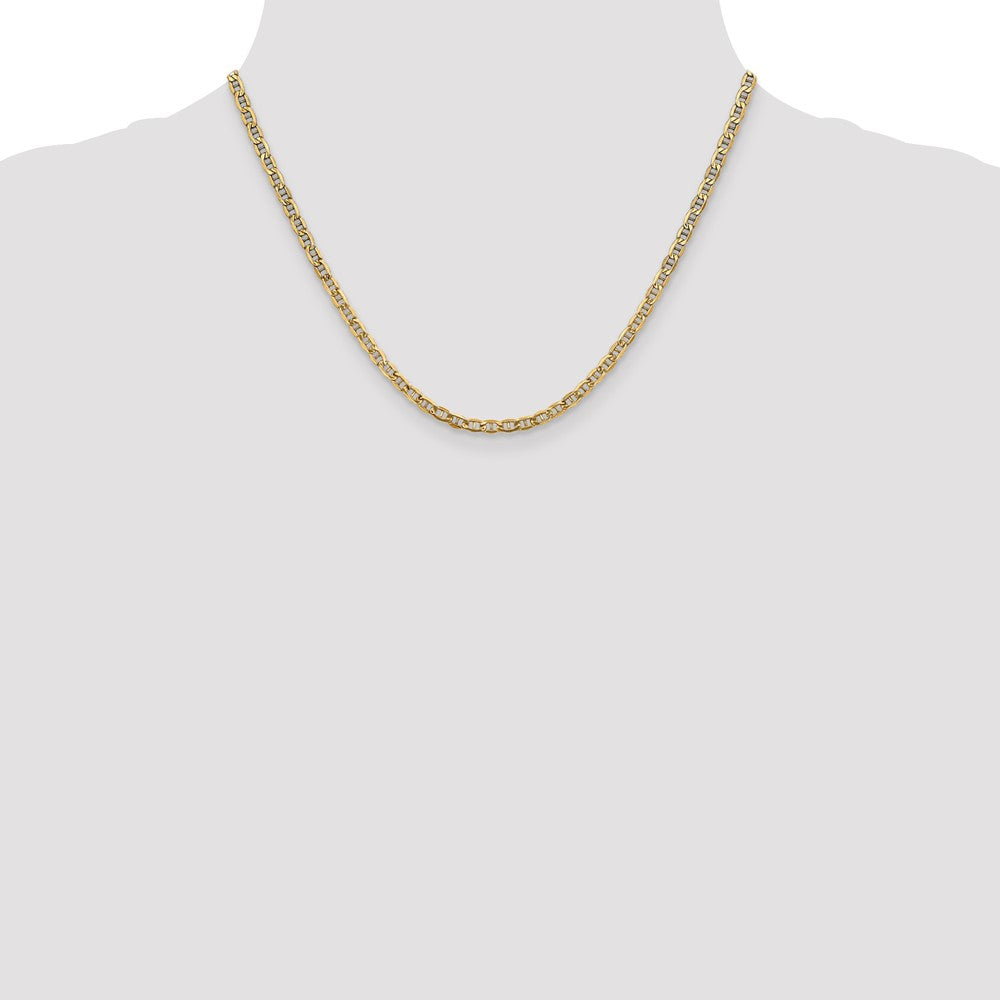 10k Yellow Gold 3.2mm Semi-Solid Anchor Chain Necklace