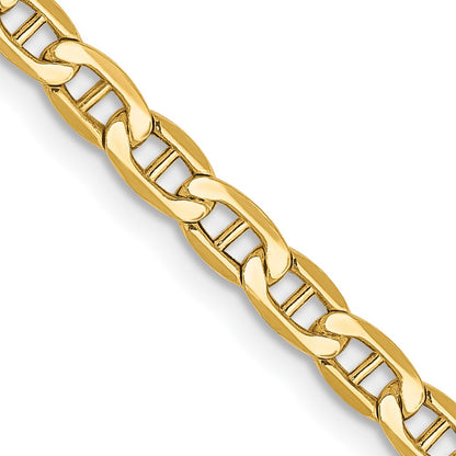 16 Inch 10k Yellow Gold 3.2mm Semi-Solid Anchor Chain Necklace