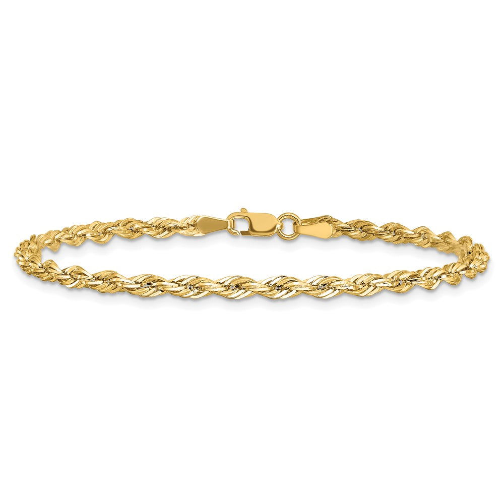 10K Yellow Gold 3mm Semi Solid Rope Chain Anklet
