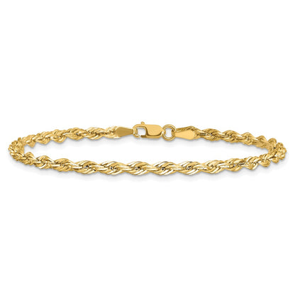 10K Yellow Gold 3mm Semi Solid Rope Chain Anklet