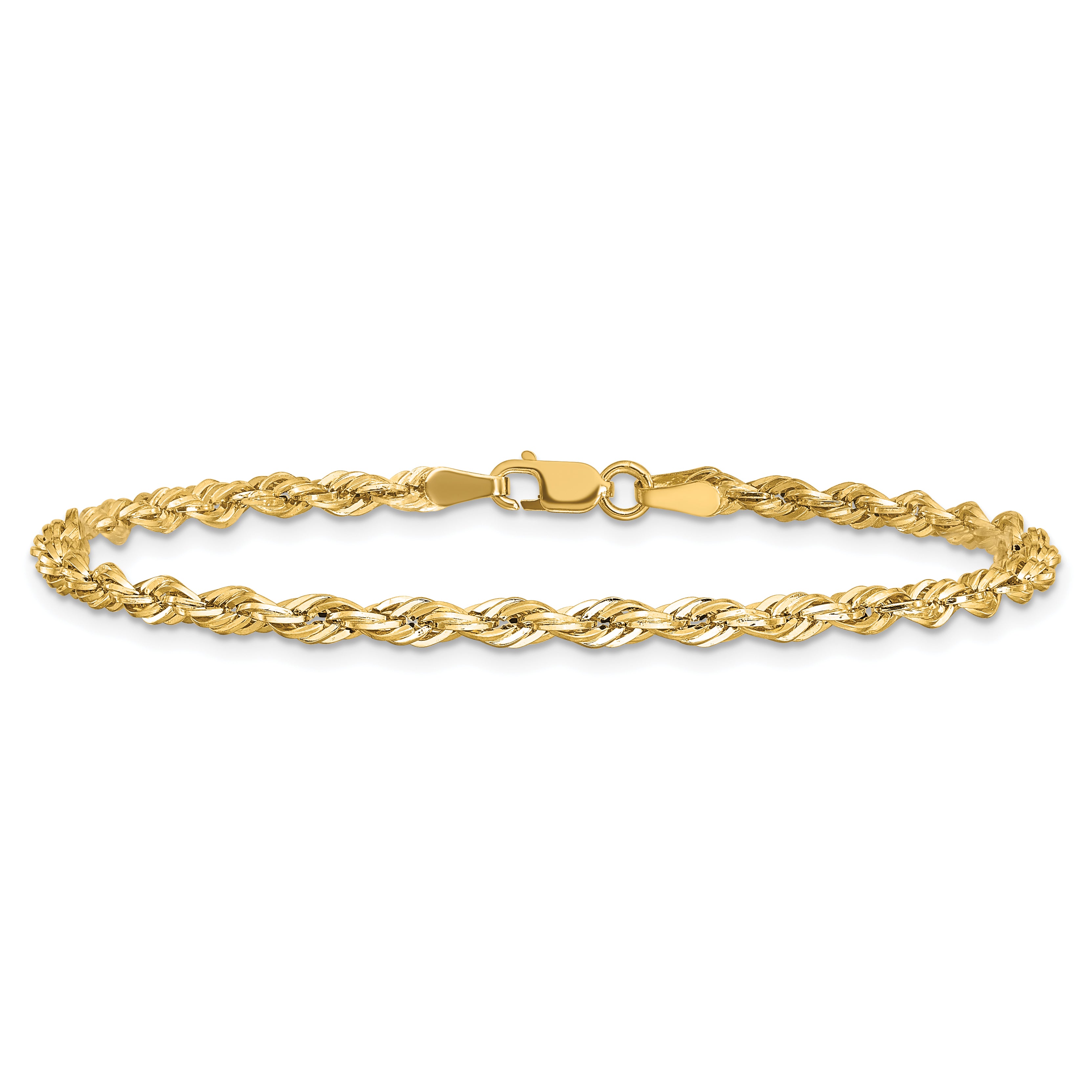 10K Yellow Gold 3mm Semi-Solid Rope Chain