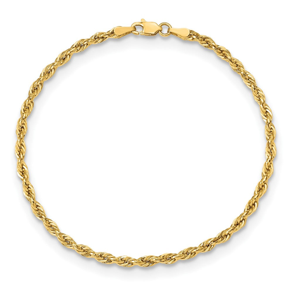 10K Yellow Gold 3mm Semi Solid Rope Chain Anklet
