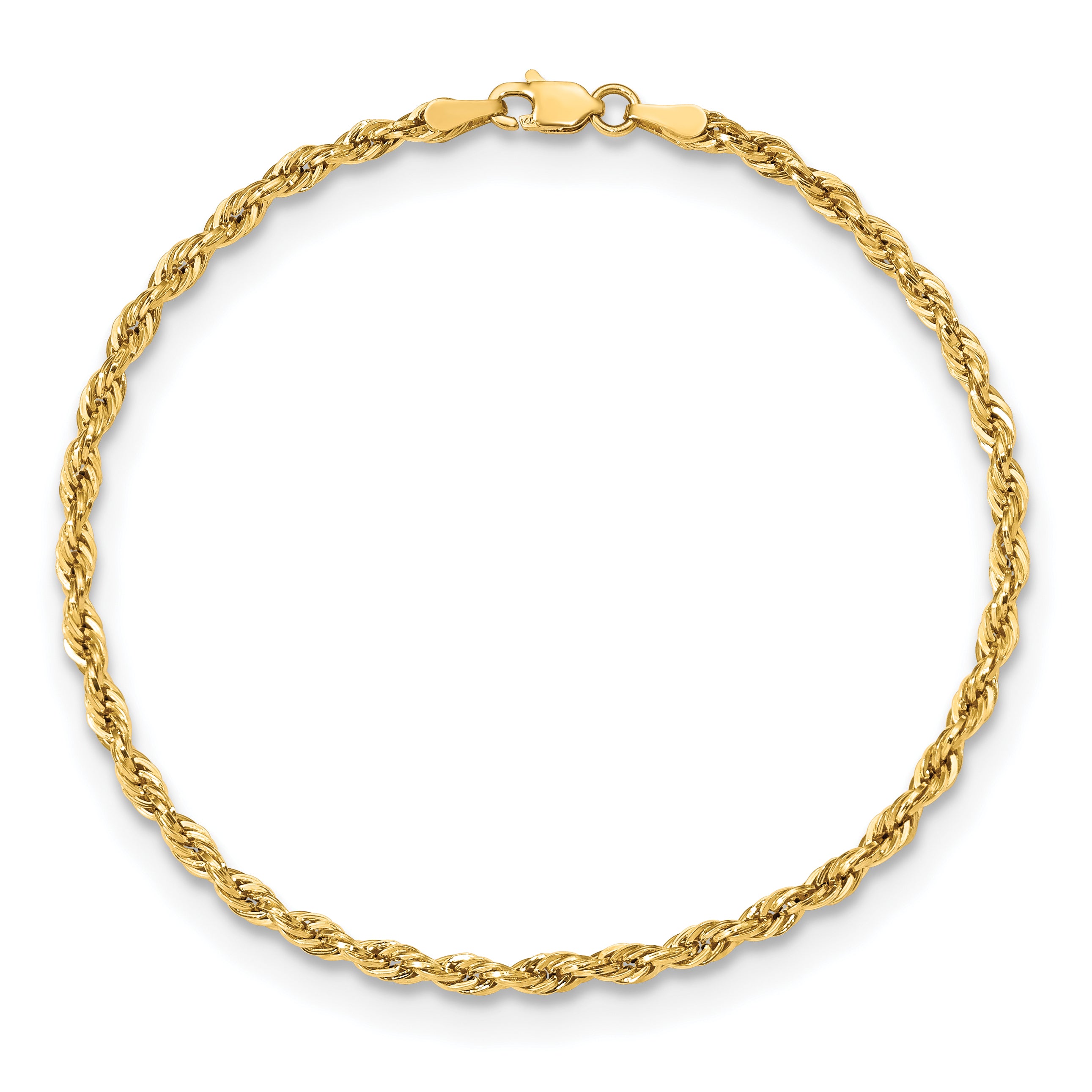 10K Yellow Gold 3mm Semi-Solid Rope Chain