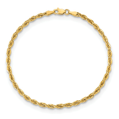 10K Yellow Gold 3mm Semi-Solid Rope Chain