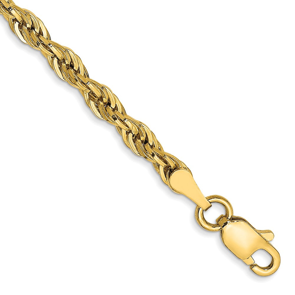 10K Yellow Gold 3mm Semi Solid Rope Chain Anklet