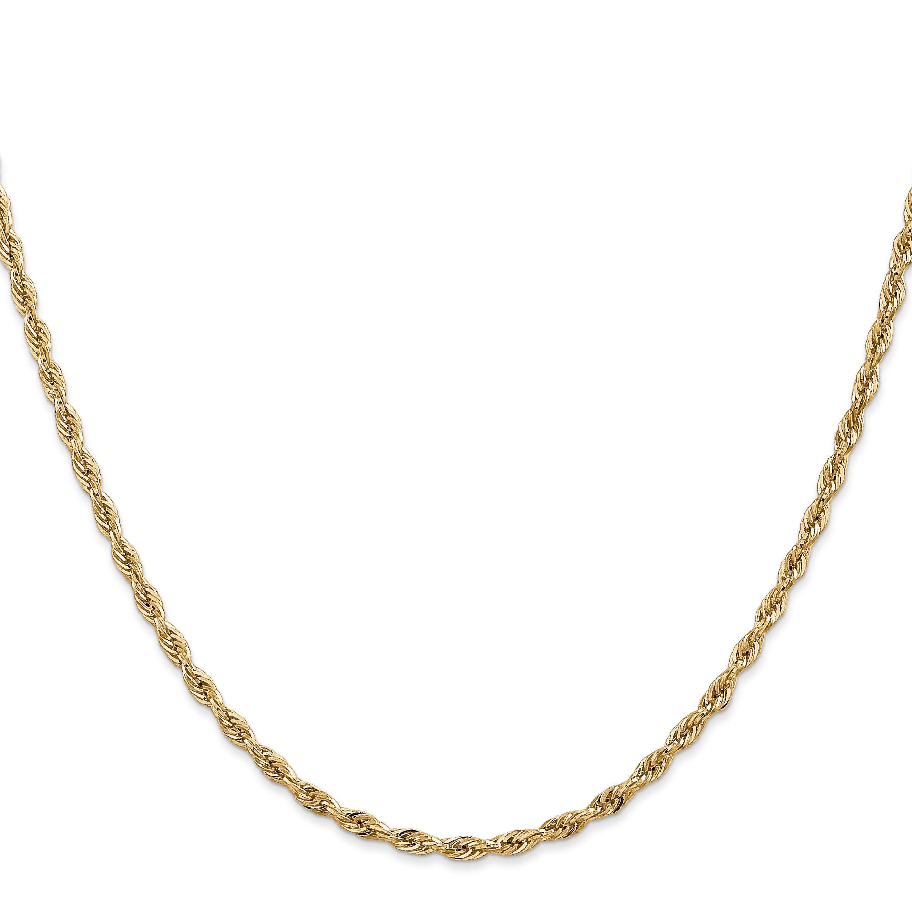 18 Inch 10k Yellow Gold 2.8mm Semi-Solid Rope Chain Necklace