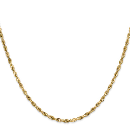 18 Inch 10k Yellow Gold 2.8mm Semi-Solid Rope Chain Necklace