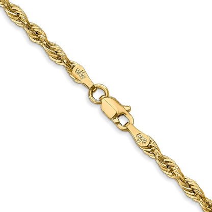 28 Inch 10k Yellow Gold 2.8mm Semi-Solid Rope Chain Necklace
