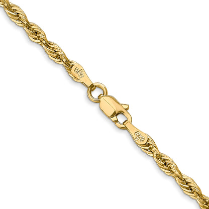 18 Inch 10k Yellow Gold 2.8mm Semi-Solid Rope Chain Necklace
