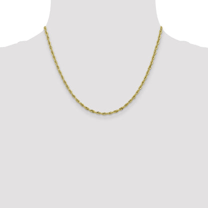 18 Inch 10k Yellow Gold 2.8mm Semi-Solid Rope Chain Necklace