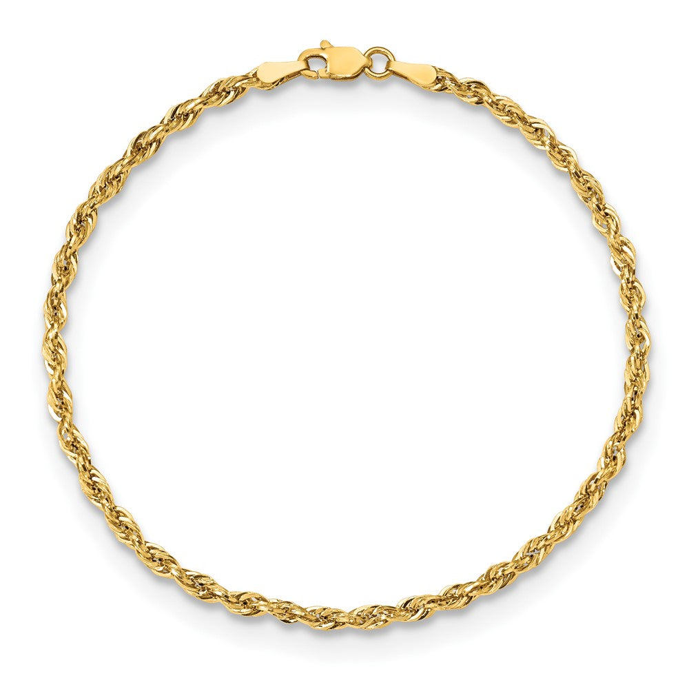 10k Yellow Gold 2.8mm Semi-Solid Rope Chain Bracelet