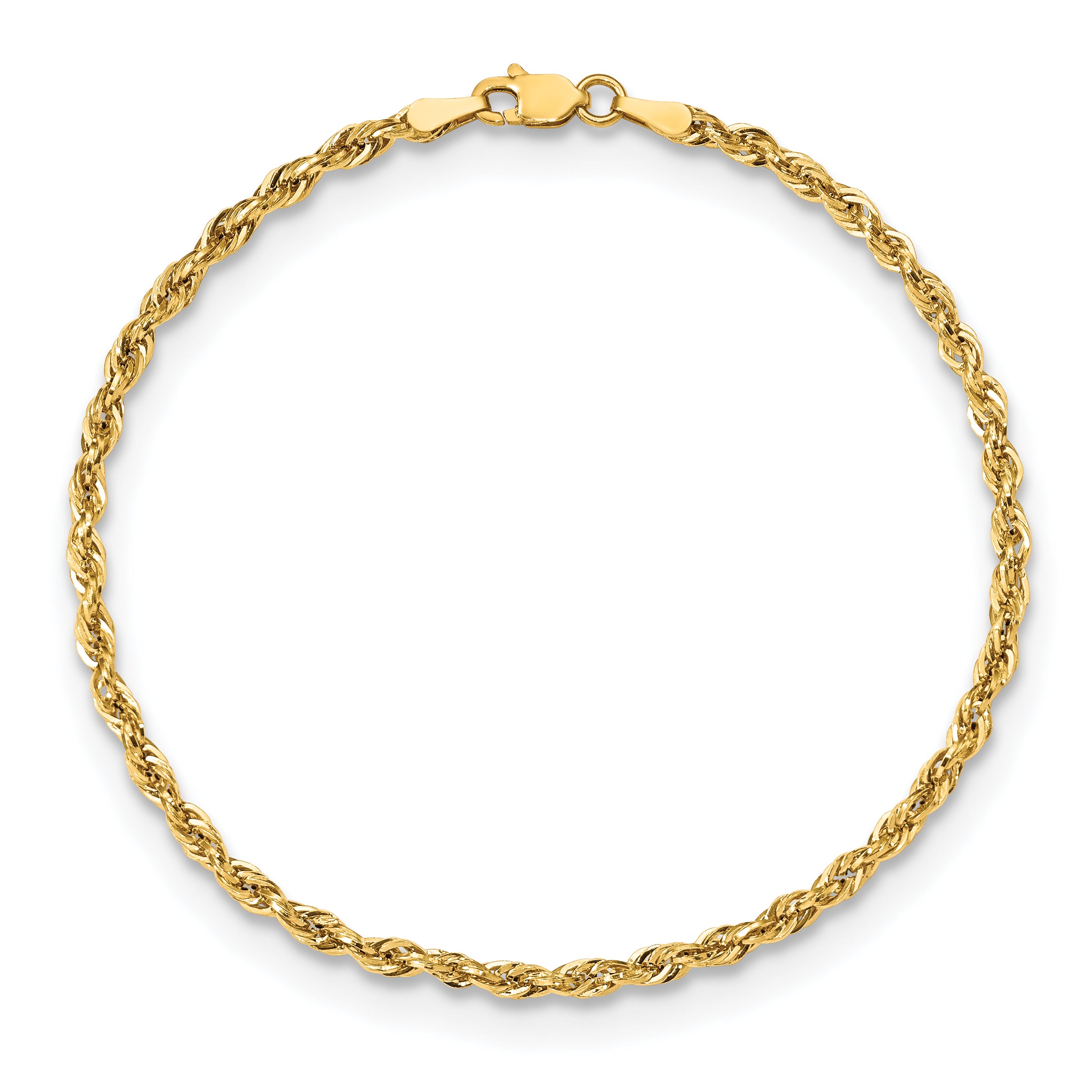 10K Yellow Gold 2.8mm Semi-Solid Rope Chain