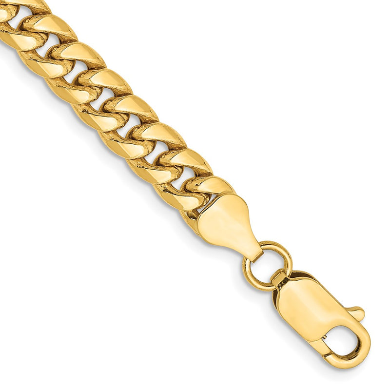 9 Inch 10K Yellow Gold 6mm Semi-Solid Miami Cuban Chain Bracelet