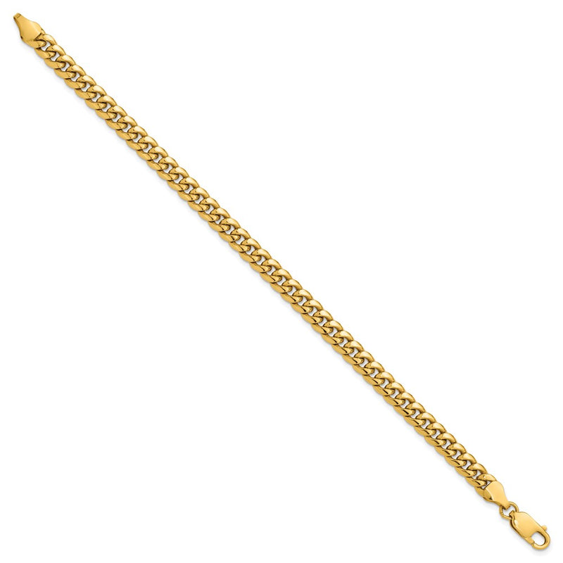 8 Inch 10K Yellow Gold 6mm Semi-Solid Miami Cuban Chain Bracelet