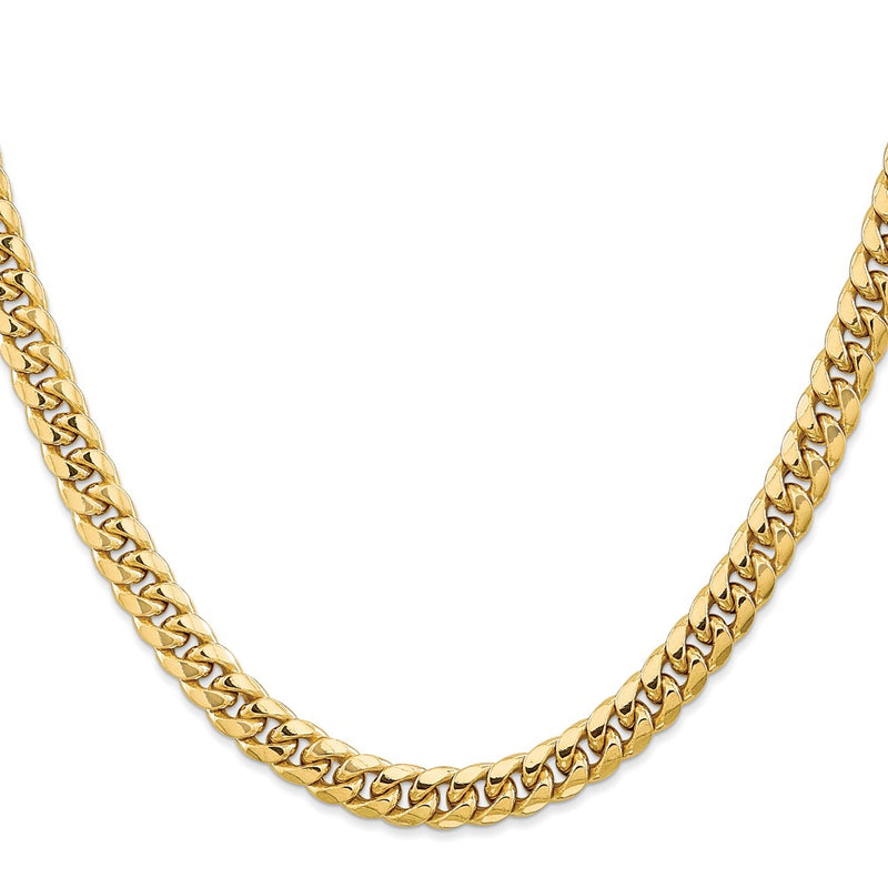 10K Yellow Gold 6.75mm Semi-Solid Miami Cuban Chain Necklace