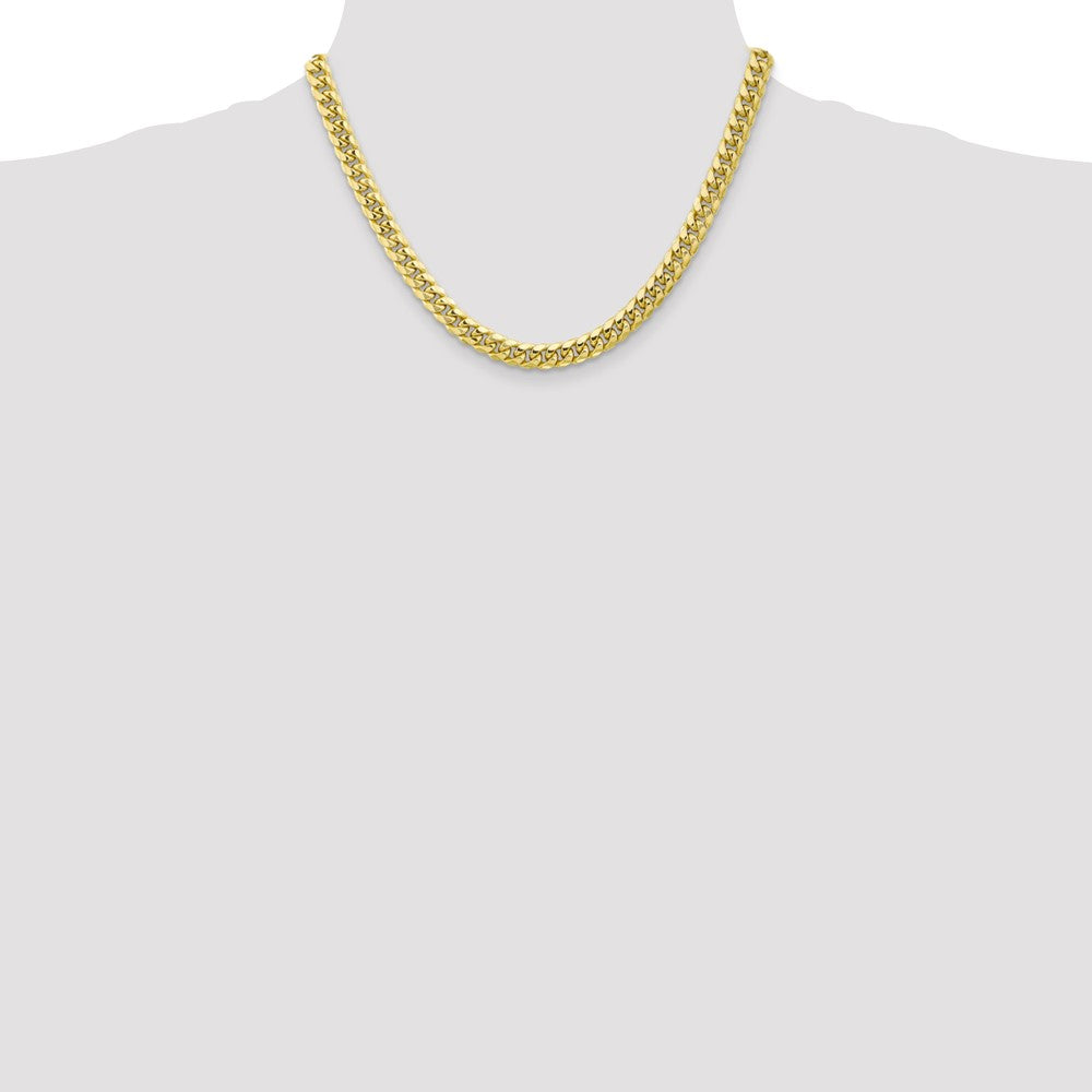 10K Yellow Gold 6.75mm Semi-Solid Miami Cuban Chain Necklace