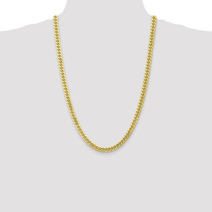 26 Inch 10K Yellow Gold 6.75mm Semi-Solid Miami Cuban Chain Necklace