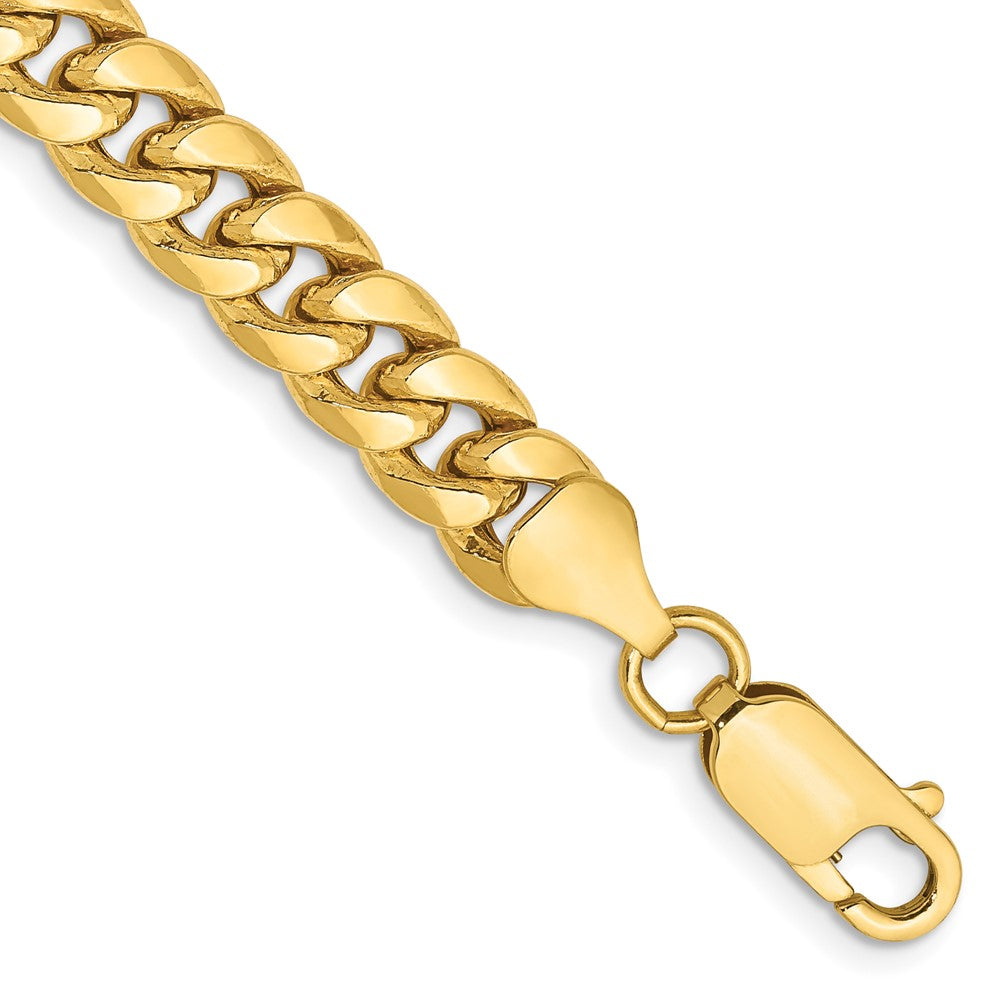 7 Inch 10K Yellow Gold 6.75mm Semi-Solid Miami Cuban Chain Bracelet