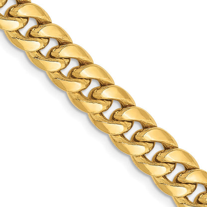 26 Inch 10K Yellow Gold 6.75mm Semi-Solid Miami Cuban Chain Necklace