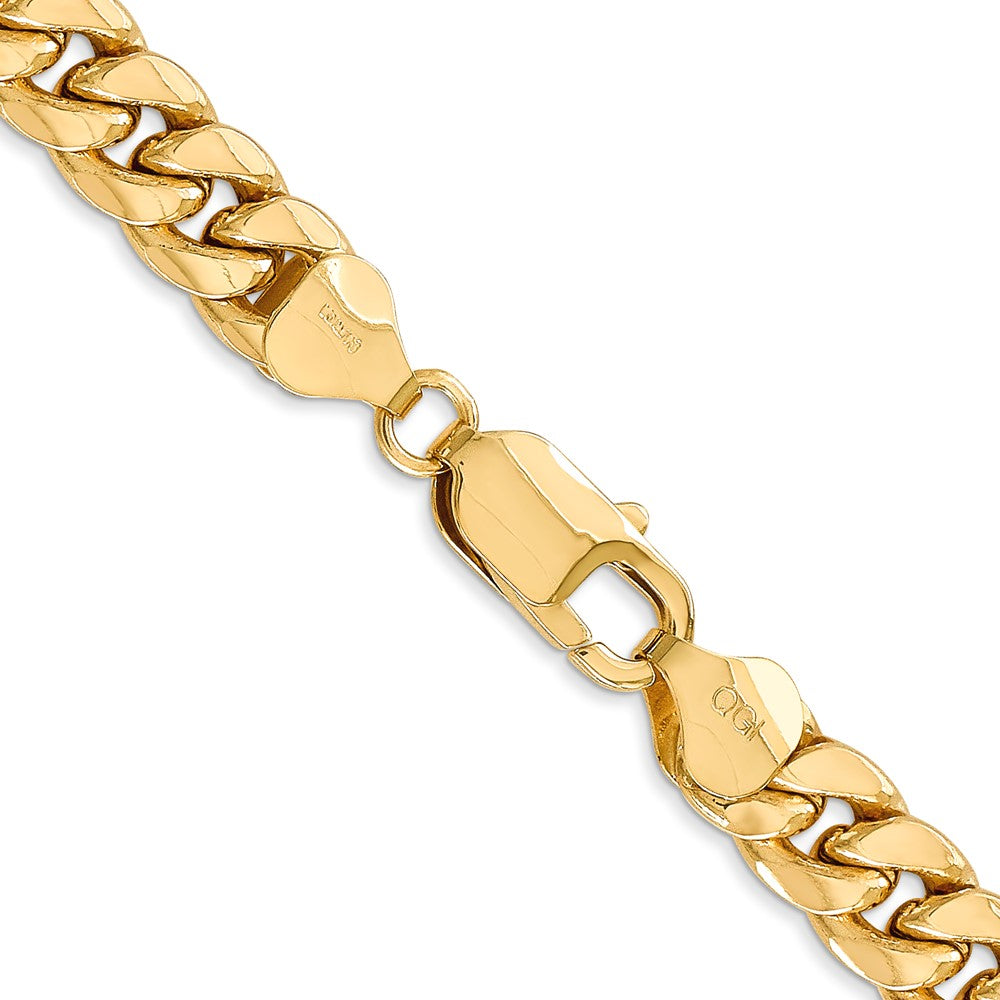 28 Inch 10K Yellow Gold 7.3mm Semi-Solid Miami Cuban Chain Necklace