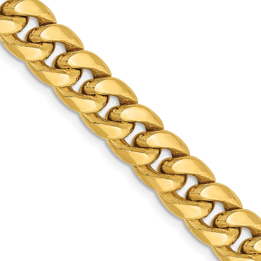 28 Inch 10K Yellow Gold 7.3mm Semi-Solid Miami Cuban Chain Necklace